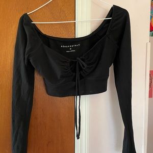 Black crop top long sleeve size M aeropostal